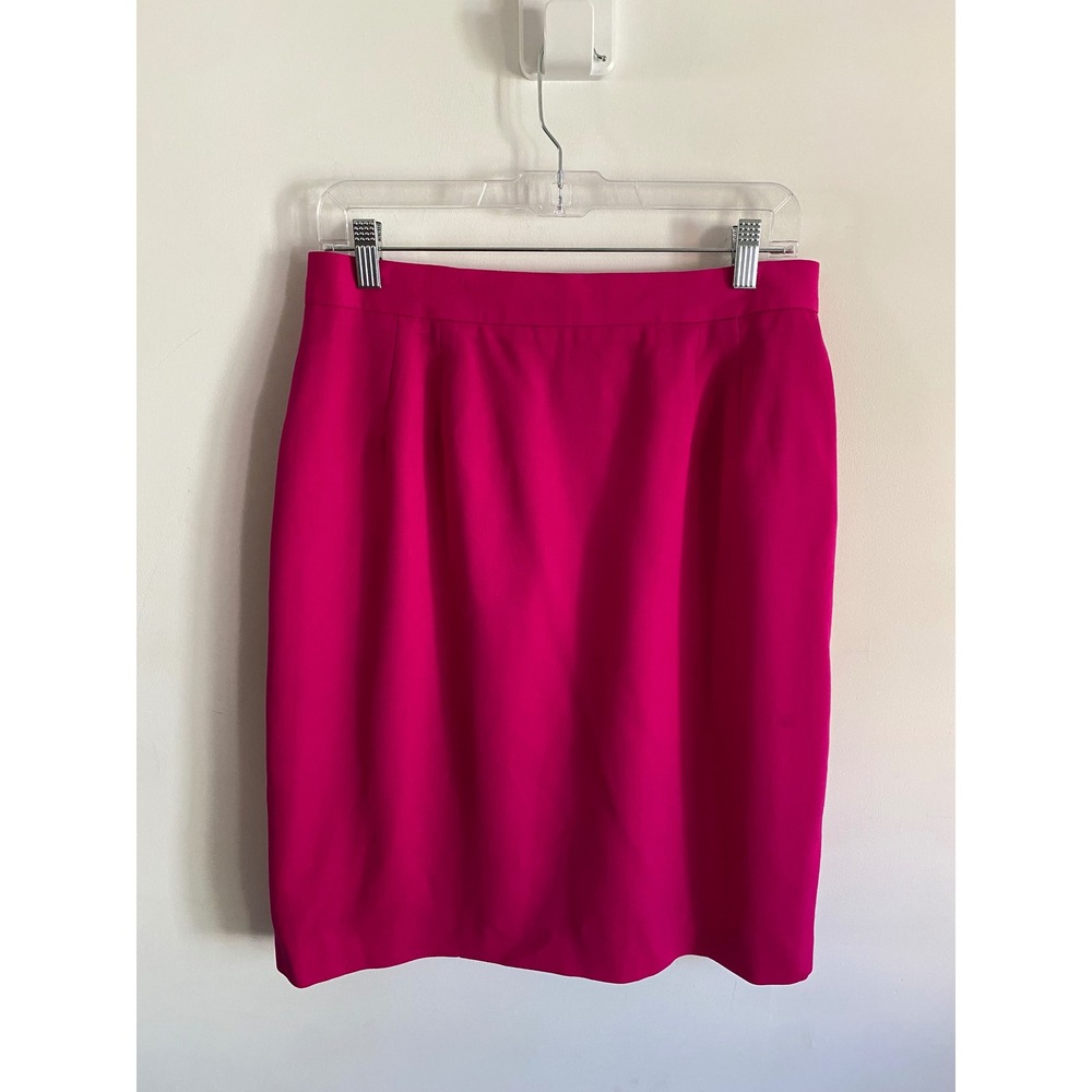 VJR Vintage Hot Pink Wool Pencil Skirt Womens 14 Made in USA Fuchsia Knee Length
